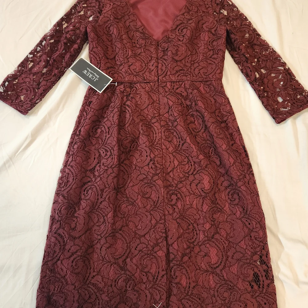 NEW J.Crew Women's Burgundy Lace Overlay Backless‎ Sheath Dress Size 8 Cocktail